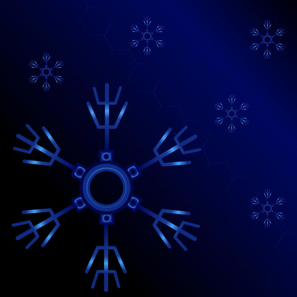 il design del logo elettronico della neve di tecnologia per lo sfondo di natale vettore