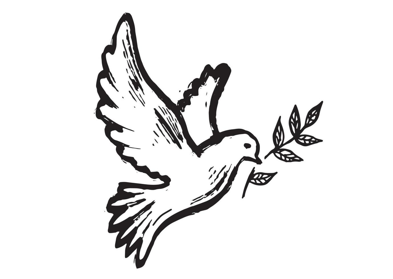 illustrazione disegnata a mano colomba della pace. vettore