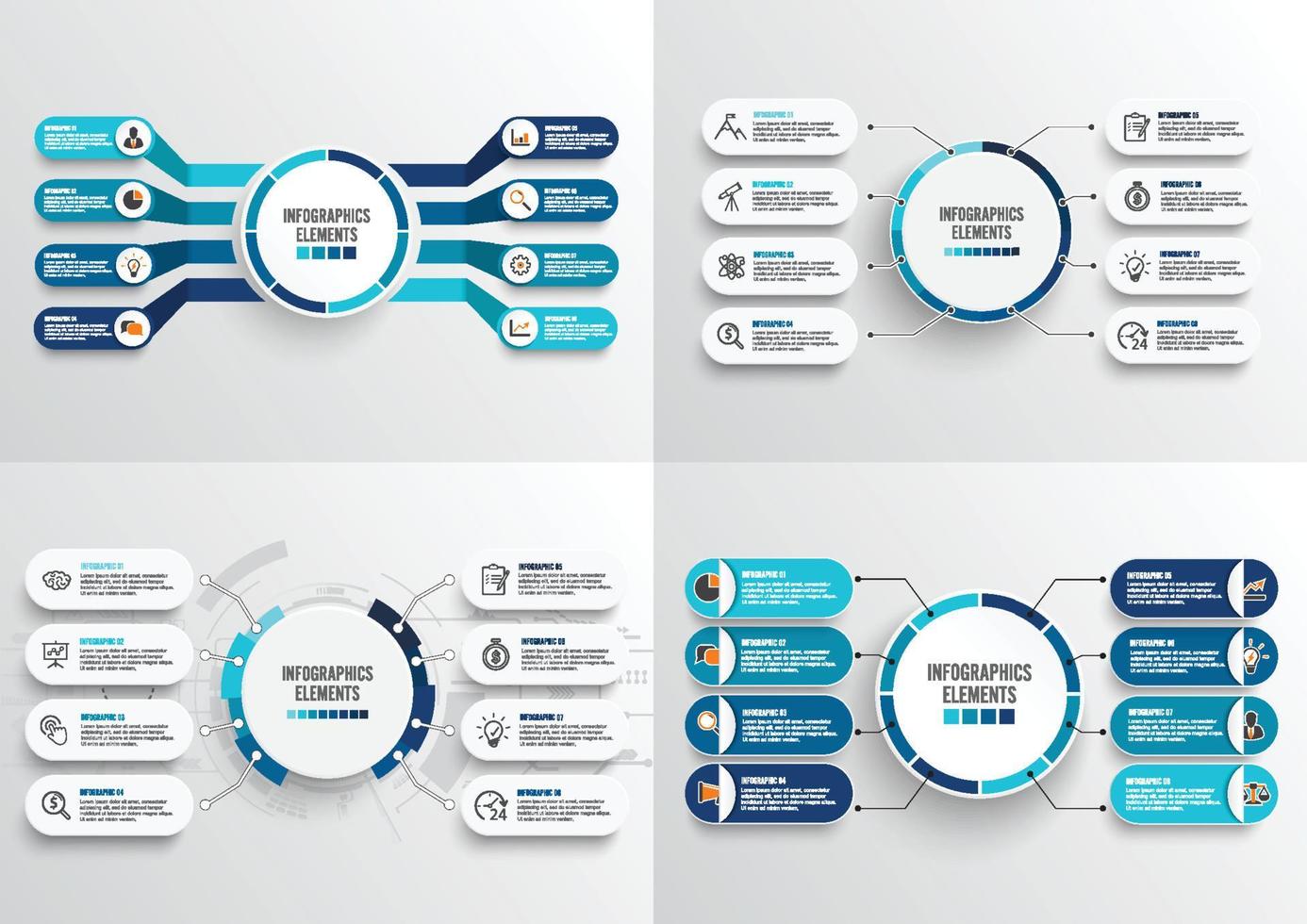 impostare il modello di infografica vettoriale con etichetta di carta 3d, cerchi integrati. concetto di business con 8 opzioni. per contenuto, diagramma, diagramma di flusso, passaggi, parti, infografica timeline, flusso di lavoro, grafico.