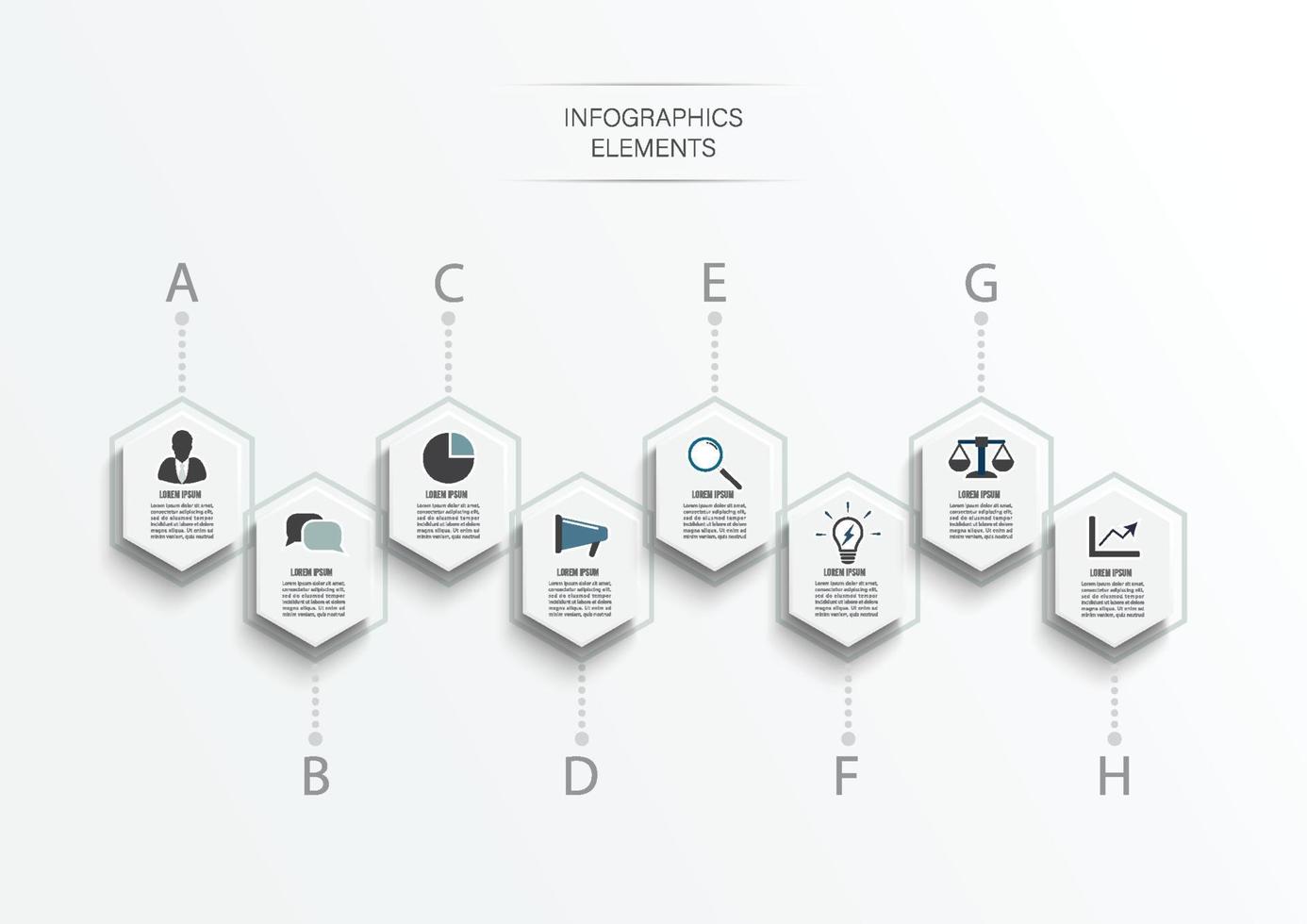 modello di progettazione infografica e icone di marketing. modello per diagramma, grafico, presentazione e grafico rotondo. concetto di business con 8 opzioni, parti, passaggi o processi. visualizzazione dati. vettore