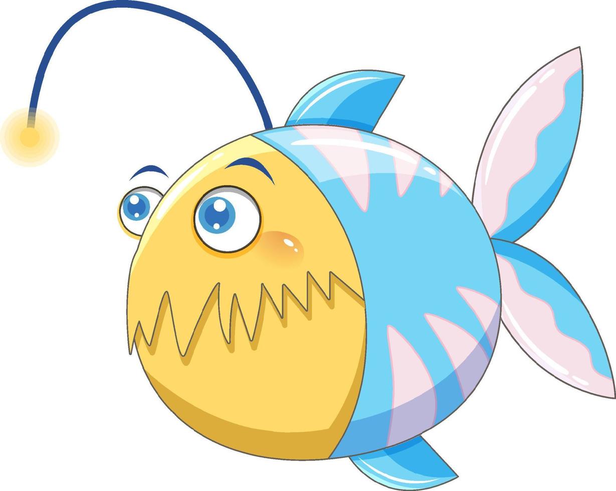 cartone animato carino rana pescatrice in colore blu vettore
