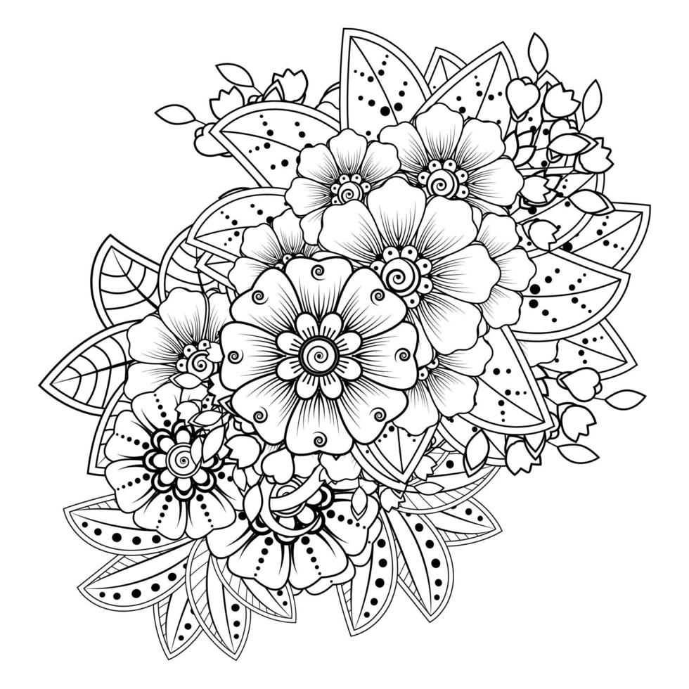 fiori in bianco e nero. doodle art per libro da colorare vettore