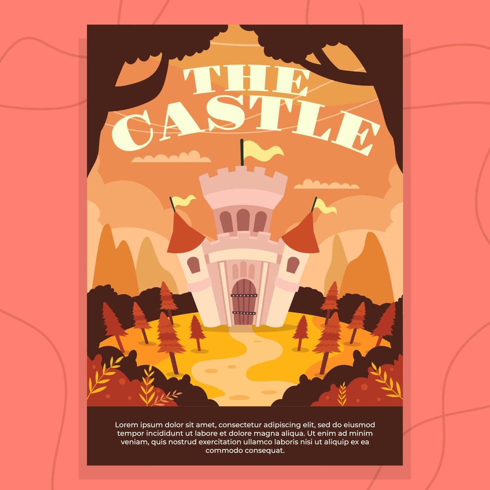 poster del castello in autunno vettore