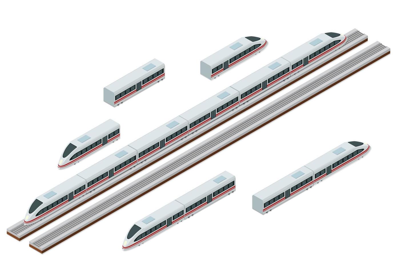 set di treni isometrici vettore