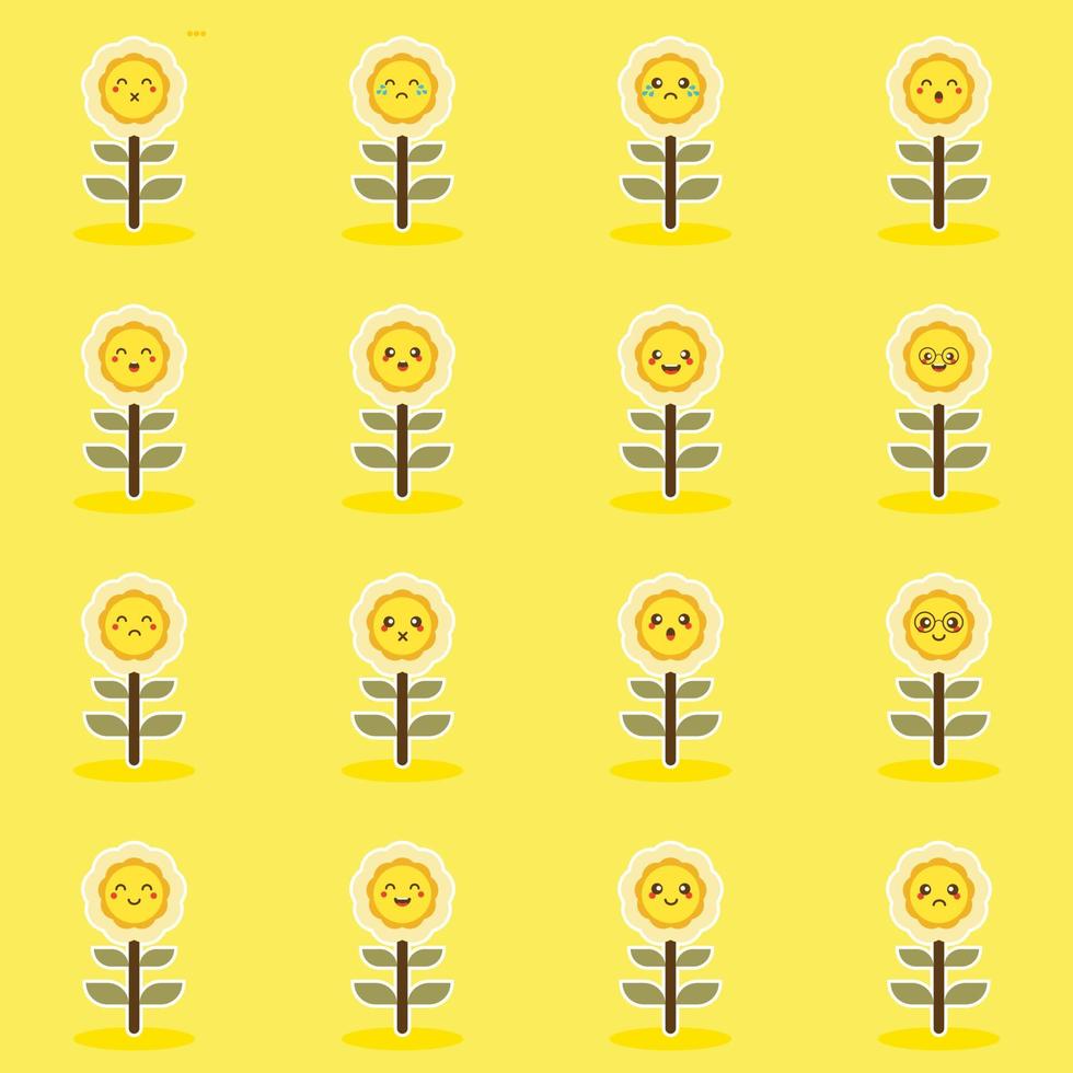 illustrazione vettoriale di stile piatto del fiore del sole. raccolta di differenza icona emoticon di girasole sullo sfondo bianco illustrazione vettoriale. icone arancioni modificabili per web e dispositivi mobili.