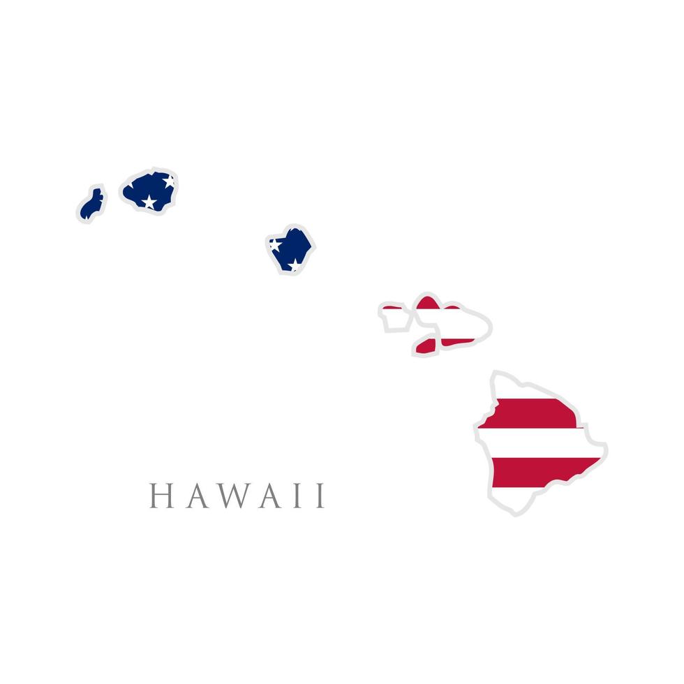 forma della mappa dello stato delle hawaii con bandiera americana. illustrazione vettoriale. può essere utilizzato per l'illustrazione del giorno dell'indipendenza, del nazionalismo e del patriottismo degli Stati Uniti d'America. design della bandiera degli Stati Uniti vettore