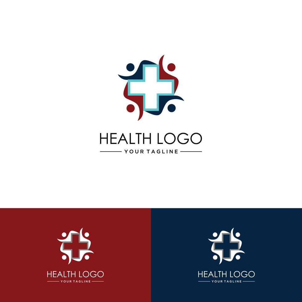 modello vettoriale con logo incrociato medico e sanitario