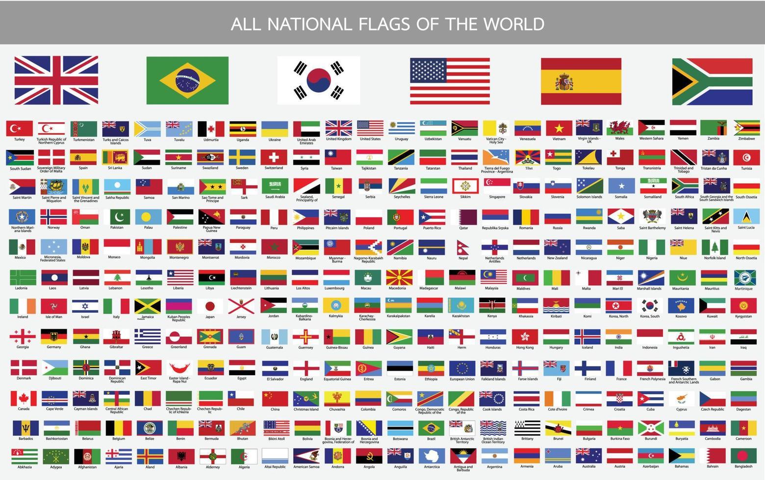 tutte le bandiere nazionali ufficiali del mondo vettore