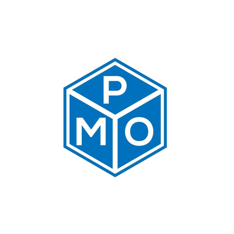 design del logo della lettera pmo su sfondo nero. pmo creative iniziali lettera logo concept. disegno della lettera pmo. vettore