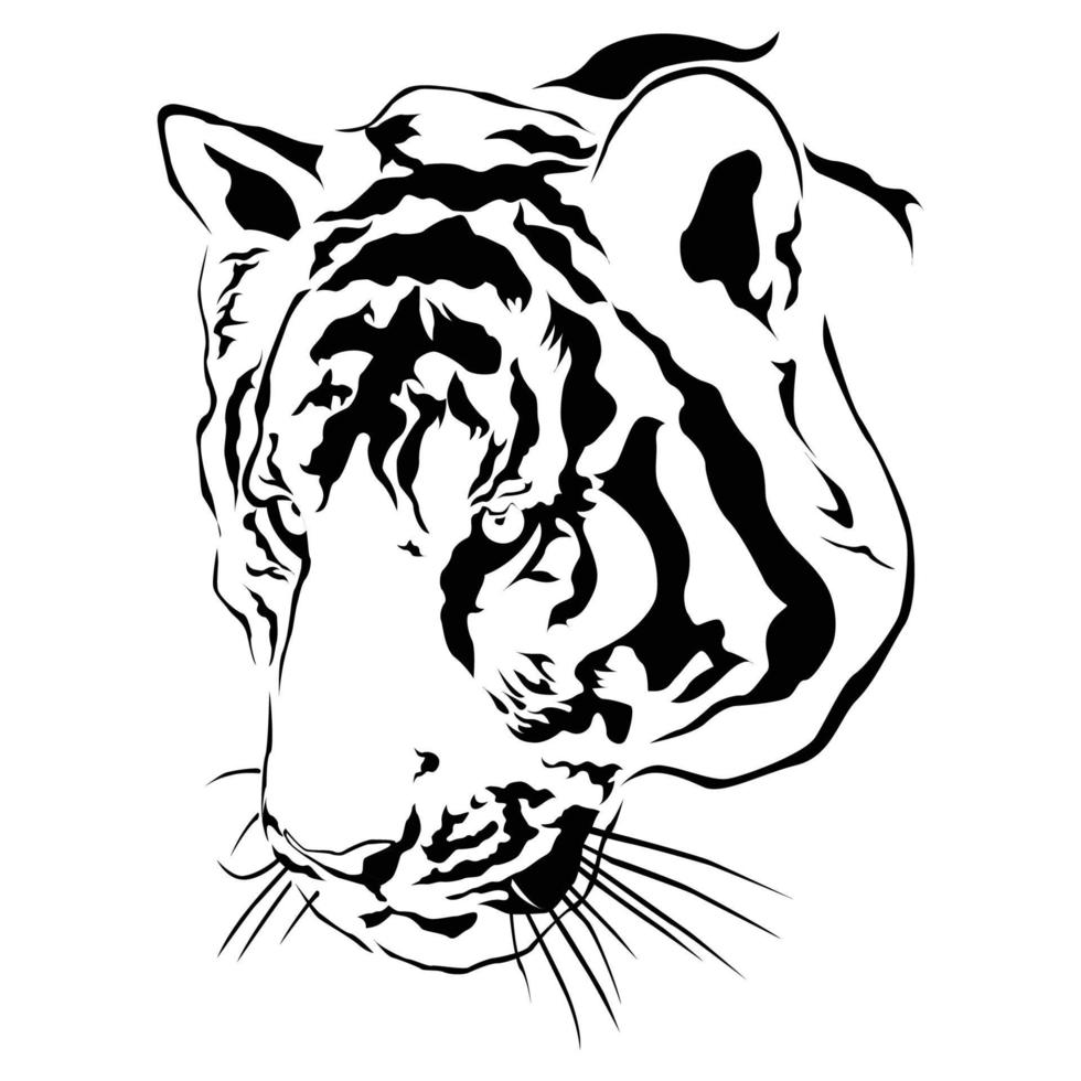 testa di tigre in bianco e nero, vettore