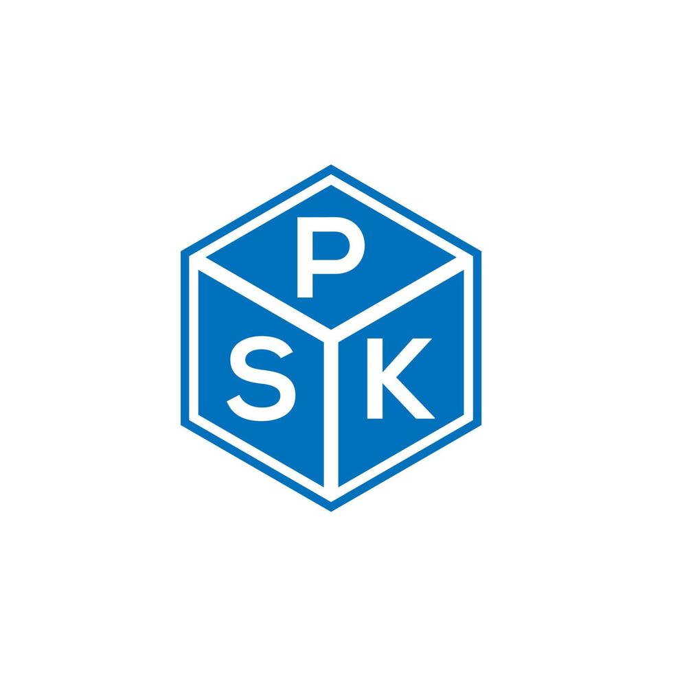 disegno del logo della lettera psk su sfondo nero. concetto di logo della lettera di iniziali creative psk. disegno della lettera psk. vettore