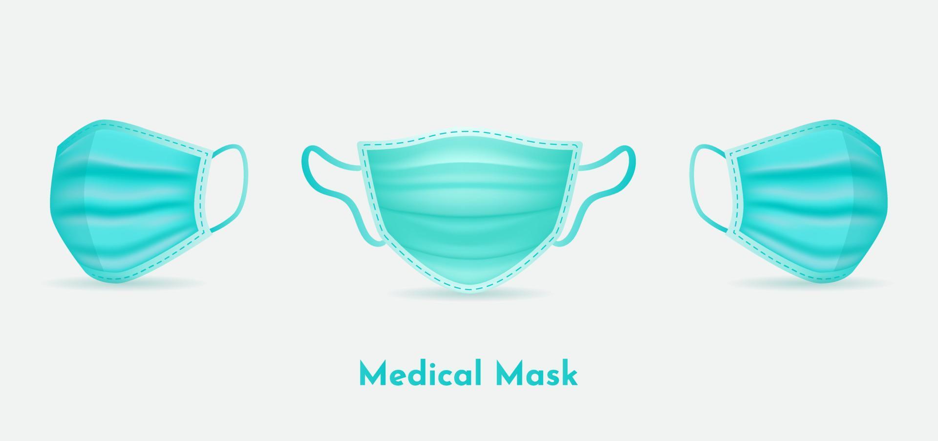 raccolta di illustrazione vettoriale maschera medica isolata su sfondo bianco. vettore realistico di maschera medica