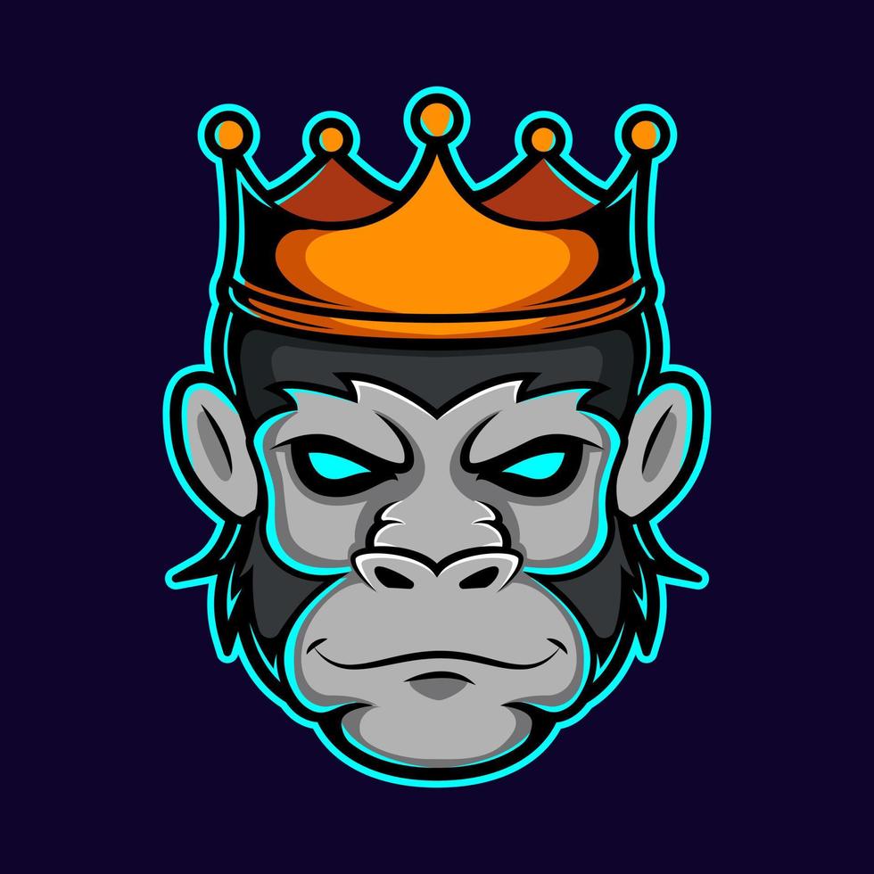 logo della mascotte della testa di re kong vettore