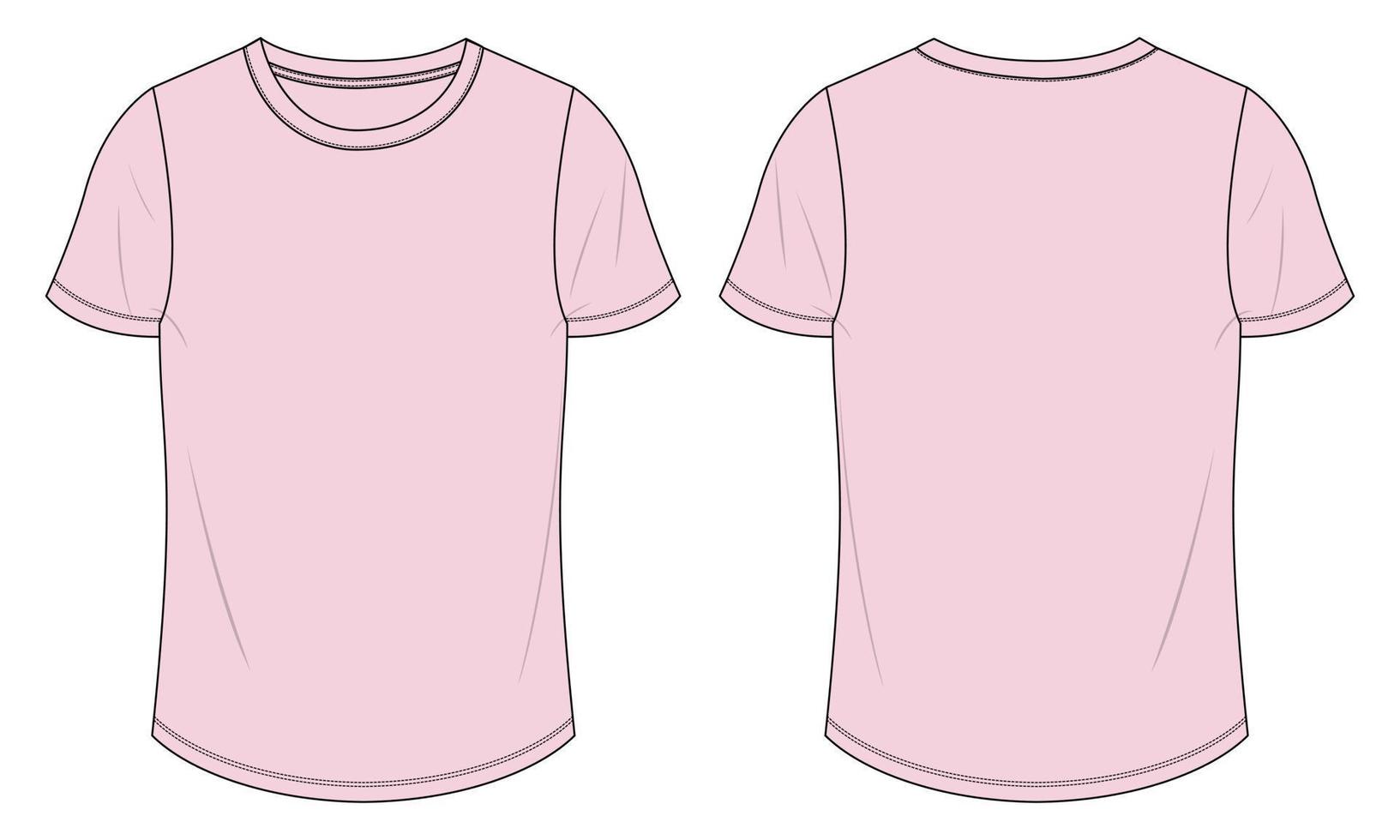 maglietta a maniche corte tecnica moda schizzo piatto illustrazione vettoriale modello di colore viola per le donne.