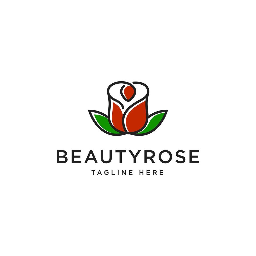 design del logo del fiore di rosa di bellezza vettore