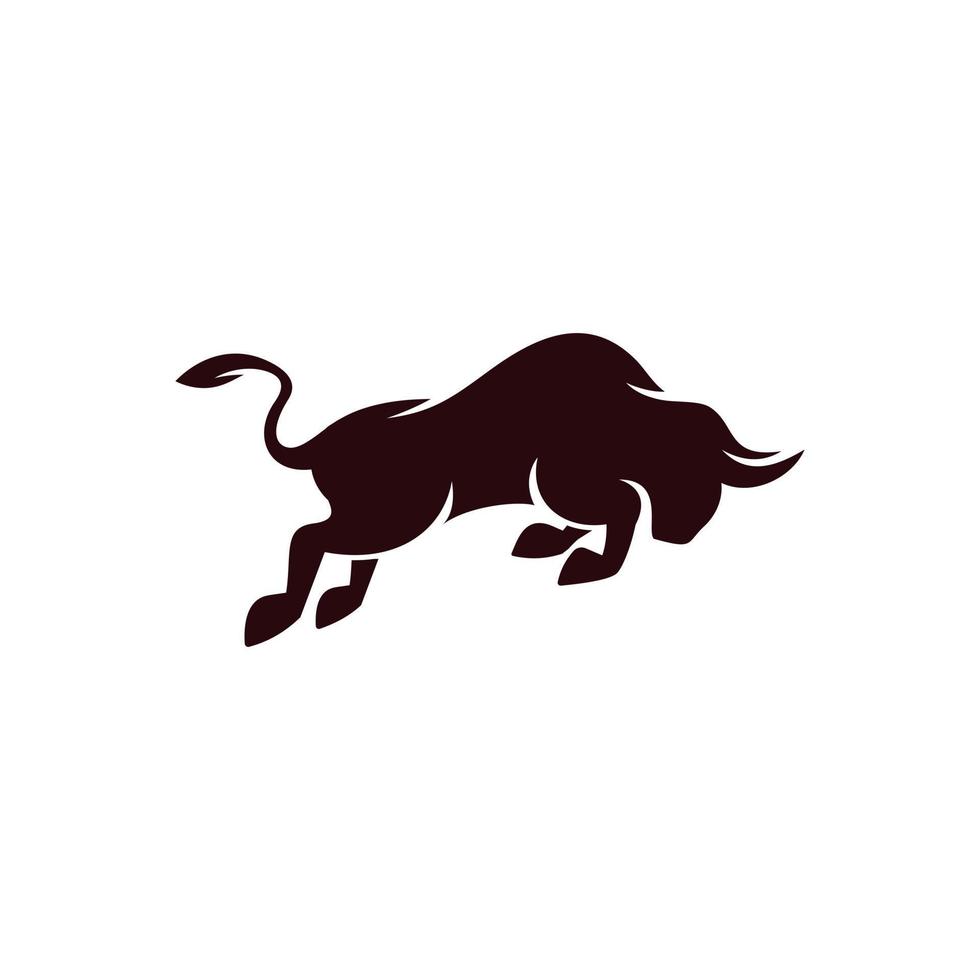 modello di progettazione della siluetta del logo del bufalo del toro del bisonte del toro vettore
