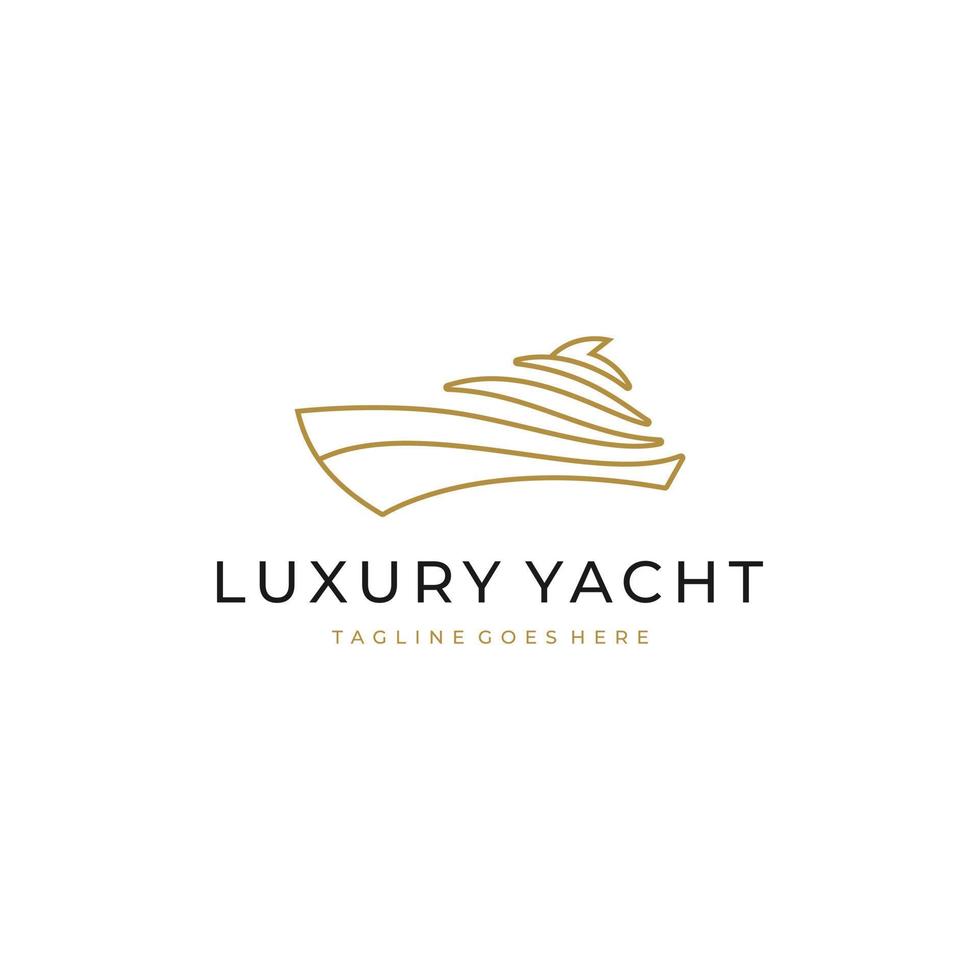 design minimalista del logo della nave da barca per yacht con stile artistico al tratto vettore