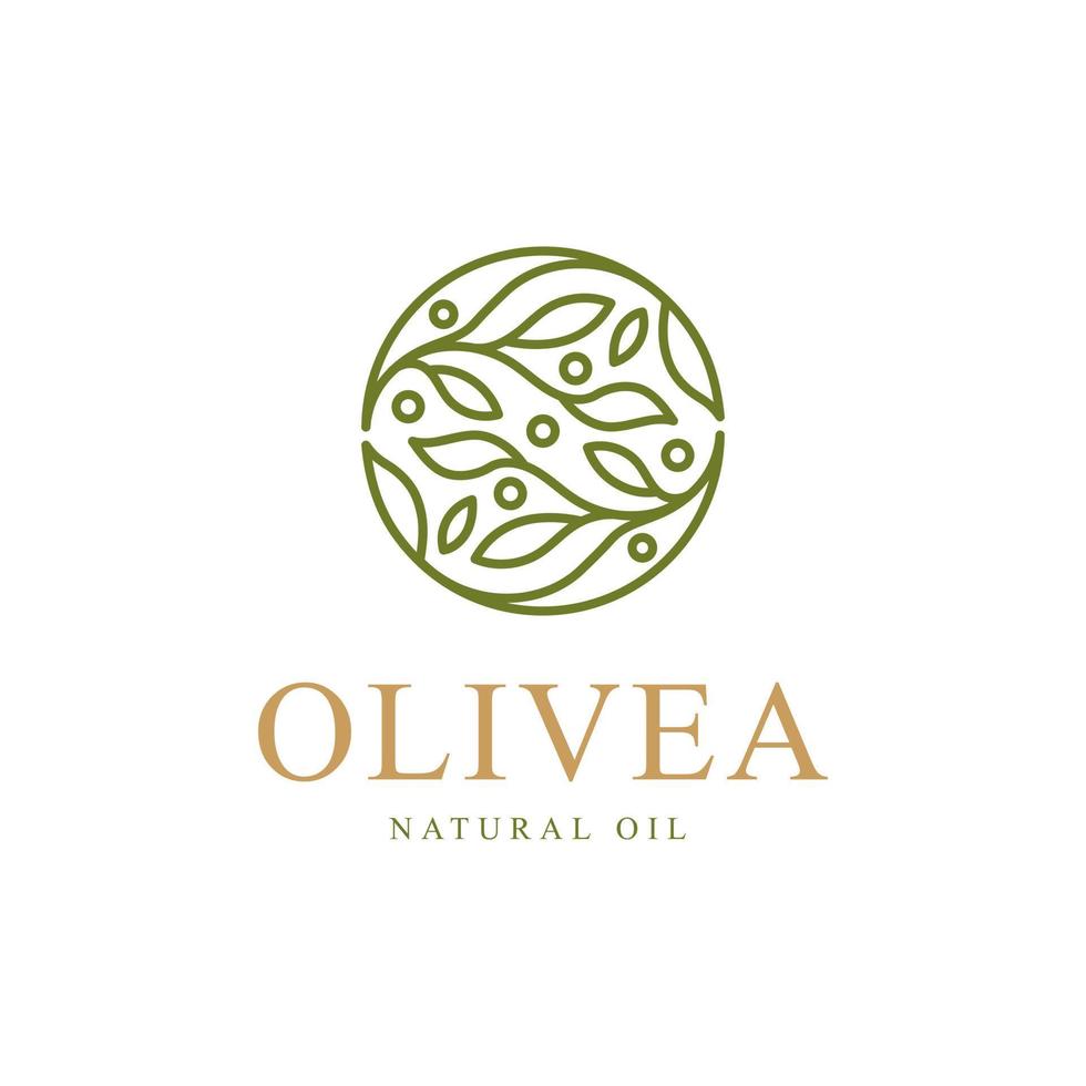 logo del ramo di olio d'oliva con modello di design in stile line art vettore