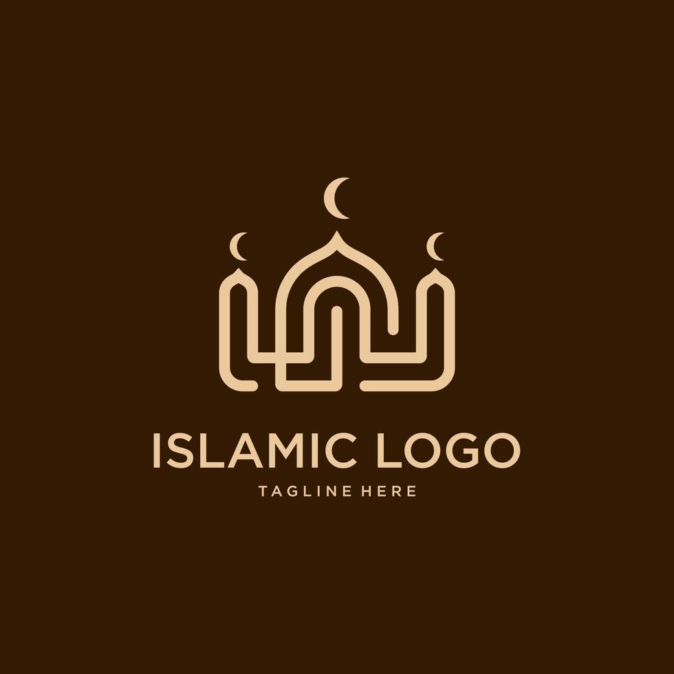 modello di progettazione del logo della moschea islamica di lusso vettore