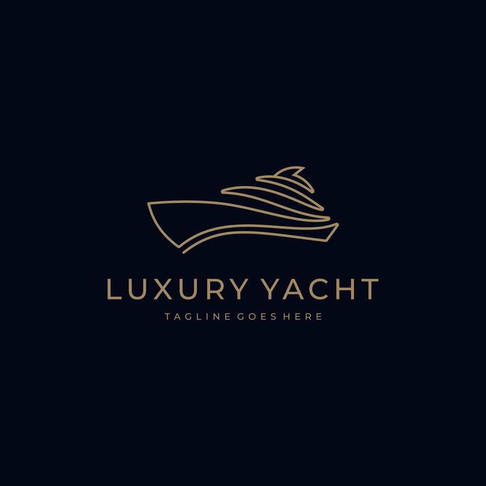 design minimalista del logo della nave da barca per yacht con stile artistico al tratto vettore