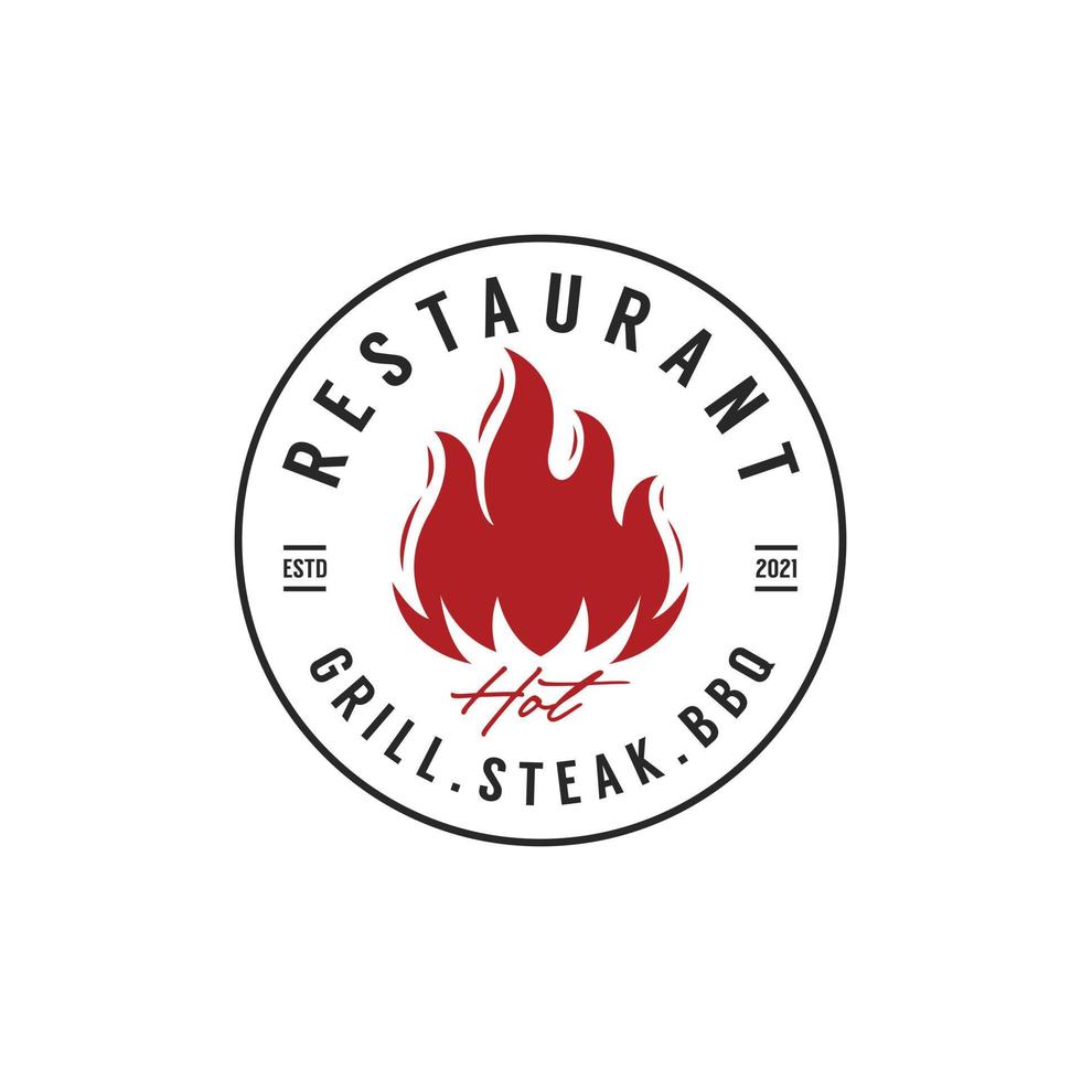 vintage retrò barbecue grill barbecue etichetta timbro logo design vettore per ristorante