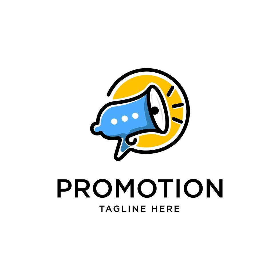 megafono altoparlante bolla chat promozione logo design modello vettoriale