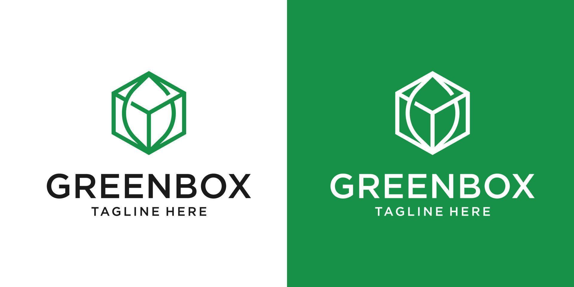 icona del logo della scatola verde con per l'azienda agricola e tecnologica. elemento del modello di progettazione logo vettoriale piatto