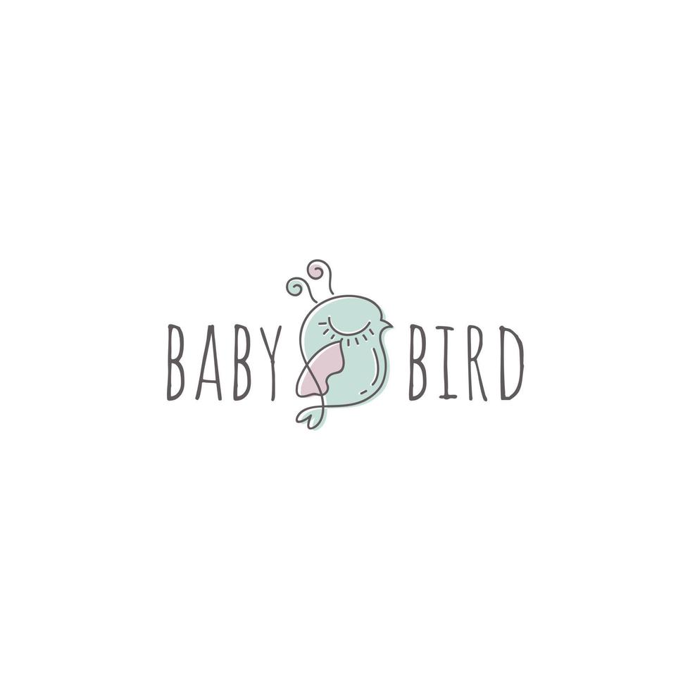 simpatico logo di uccelli per la cura del bambino, modello di progettazione del logo del negozio di bambini vettore