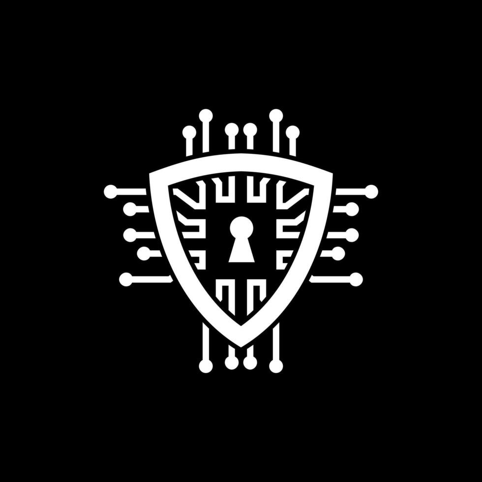 una sicurezza. una combinazione di illustrazione del logo tra shield e ai, molto adatta per le aziende di sicurezza tecnologica vettore