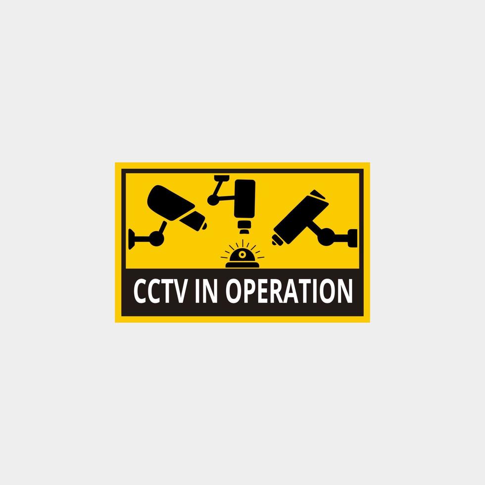 disegno dell'illustrazione di avviso del cctv. avviso adesivo cctv vettore