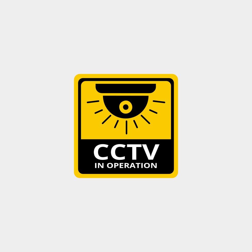 disegno dell'illustrazione di avviso del cctv. avviso adesivo cctv vettore