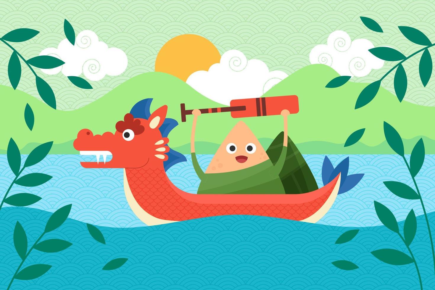 disegno del fondo di celebrazione del festival della barca del drago vettore