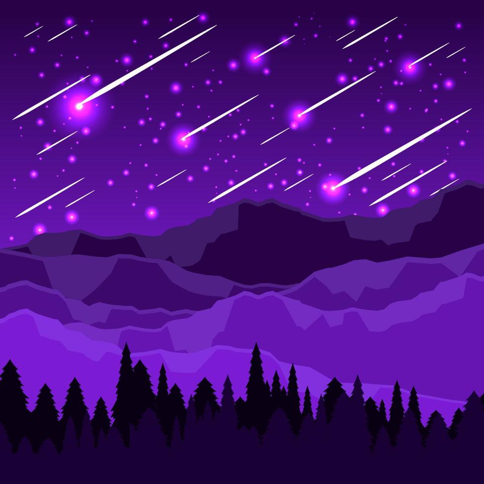 sfondo di pioggia di meteoriti di notte vettore