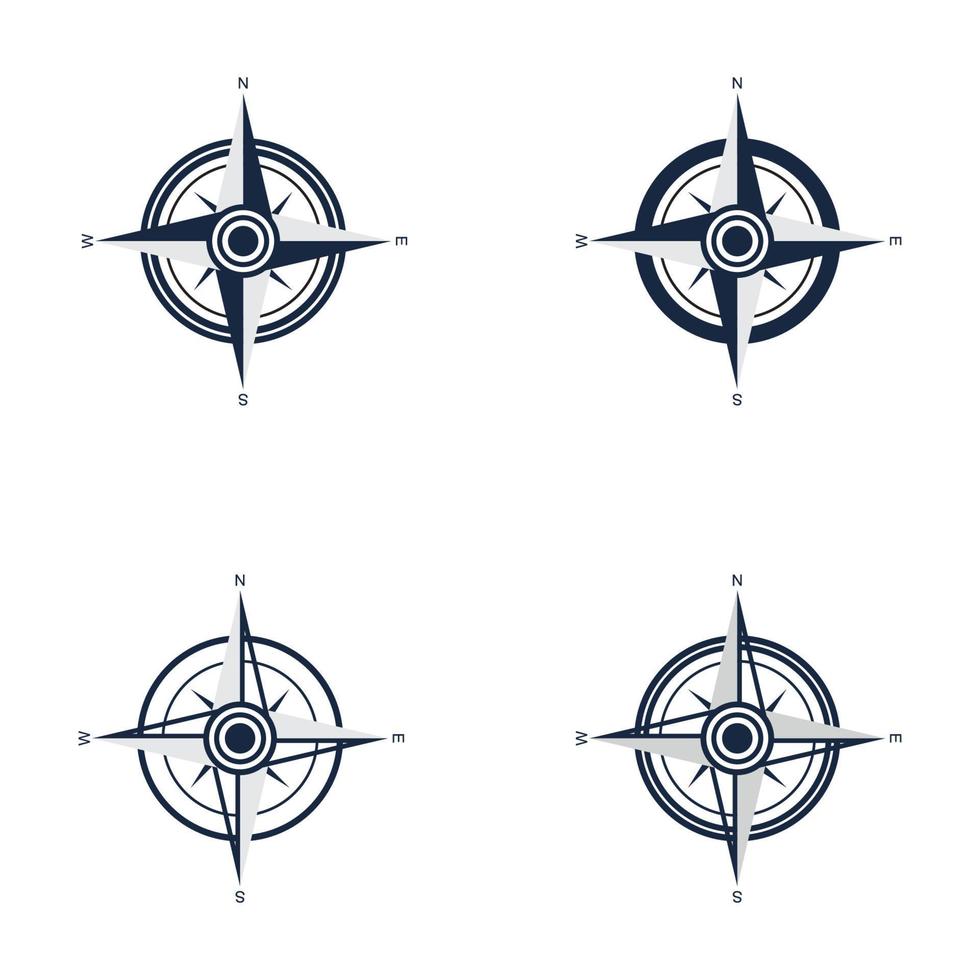 progettazione dell'illustrazione dell'icona di vettore del modello di logo della bussola
