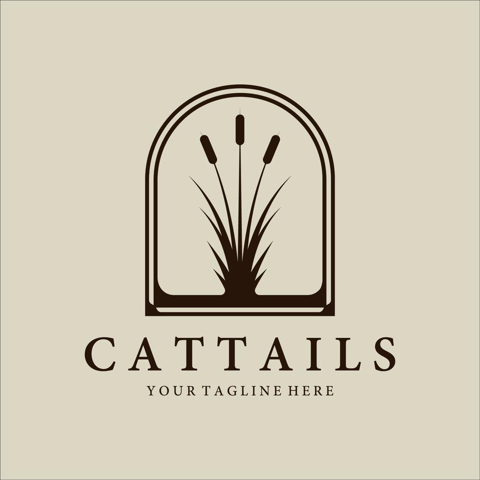 cattails o logo reed modello di illustrazione vettoriale vintage