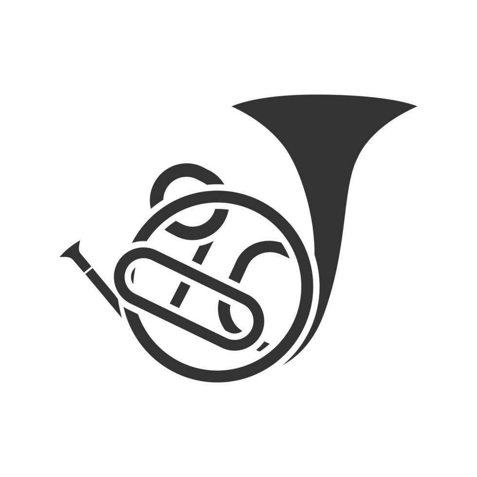 icona del glifo con corno francese. simbolo della sagoma. spazio negativo. illustrazione vettoriale isolato