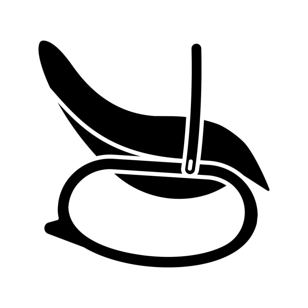 icona del glifo con sedia a dondolo per bambini. seggiolino per bambini. cestino porta bebè. simbolo della sagoma. spazio negativo. illustrazione vettoriale isolato