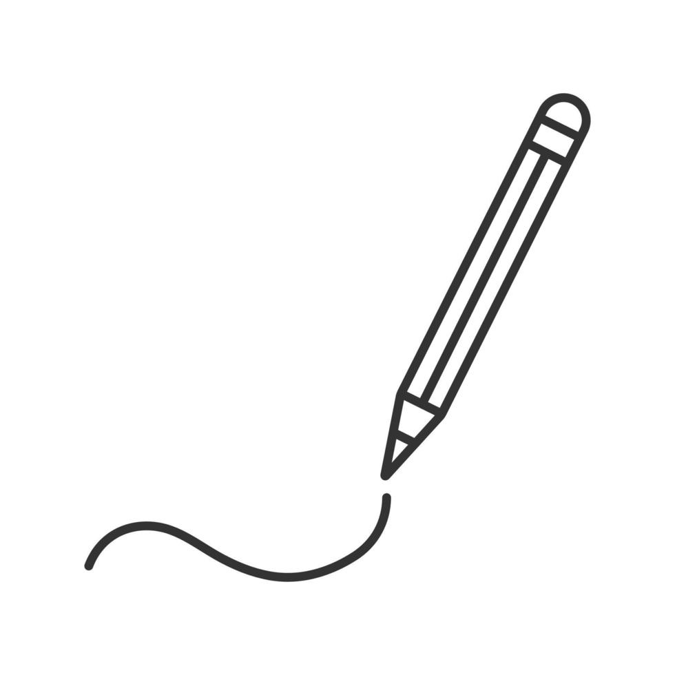icona lineare della matita di scrittura. illustrazione al tratto sottile. disegno. simbolo di contorno. disegno di contorno isolato vettoriale