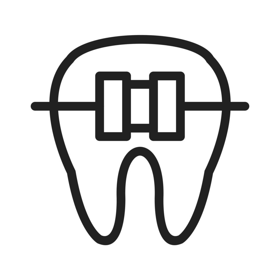 dente con icona della linea di parentesi graffe vettore