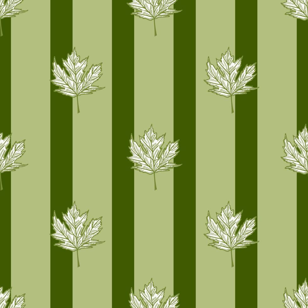 foglie acero canadese inciso motivo senza cuciture. sfondo vintage botanico con fogliame in stile disegnato a mano. vettore
