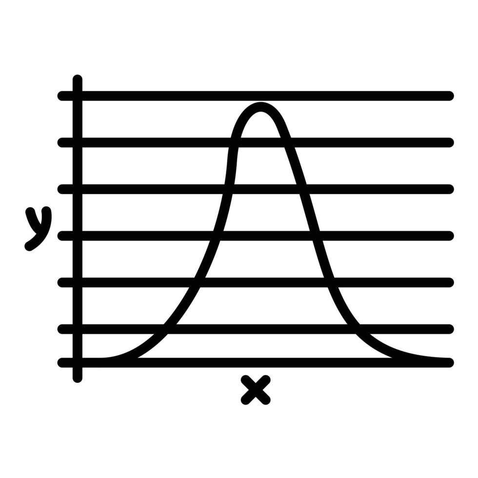 curva a campana sull'icona della linea del grafico vettore