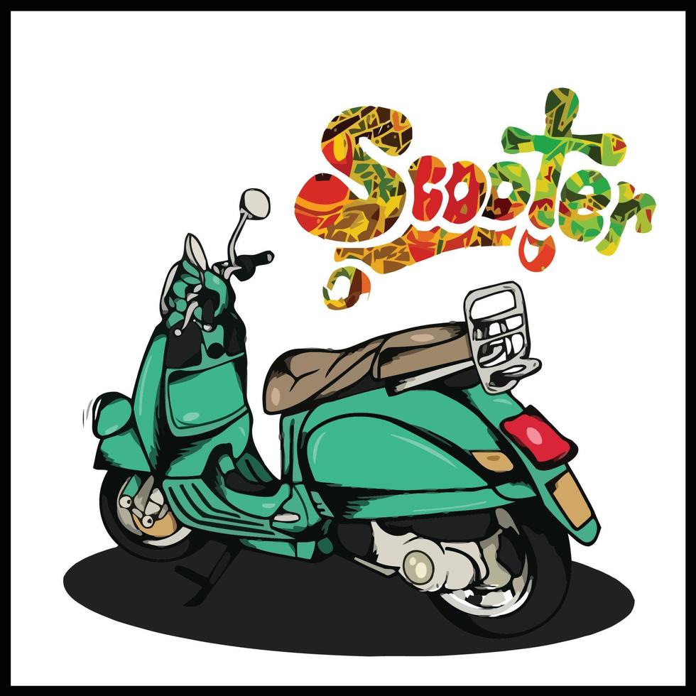 poster verde scooter vettore