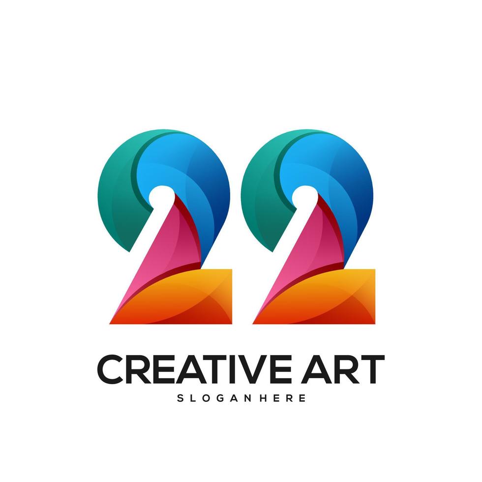 22 logo design sfumato colorato vettore