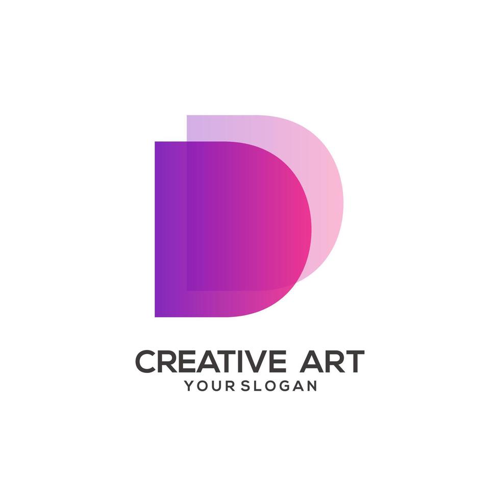 d lettera logo design sfumato colorato vettore