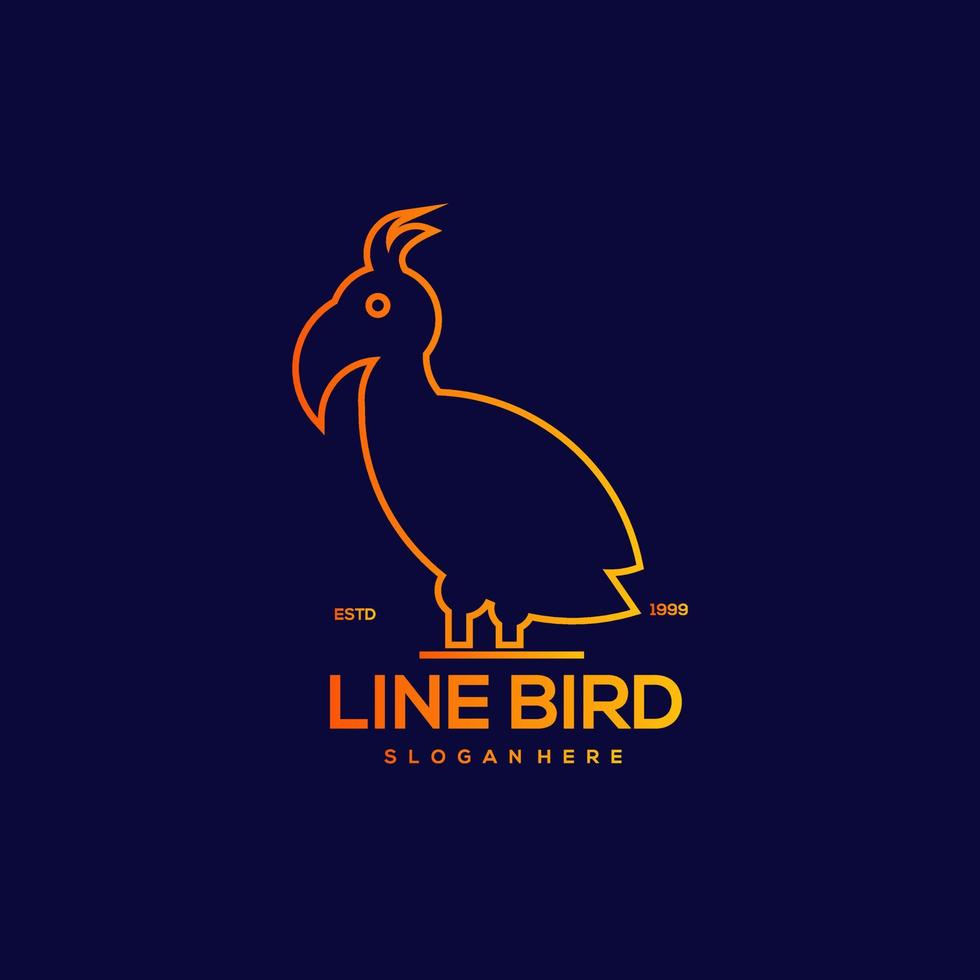 illustrazione d'epoca del design della linea di uccelli vettore