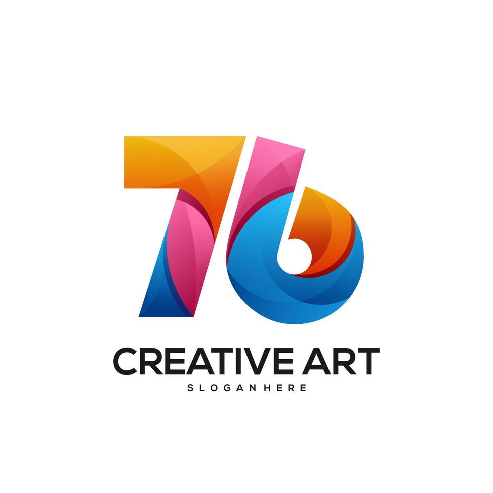 76 logo design sfumato colorato vettore