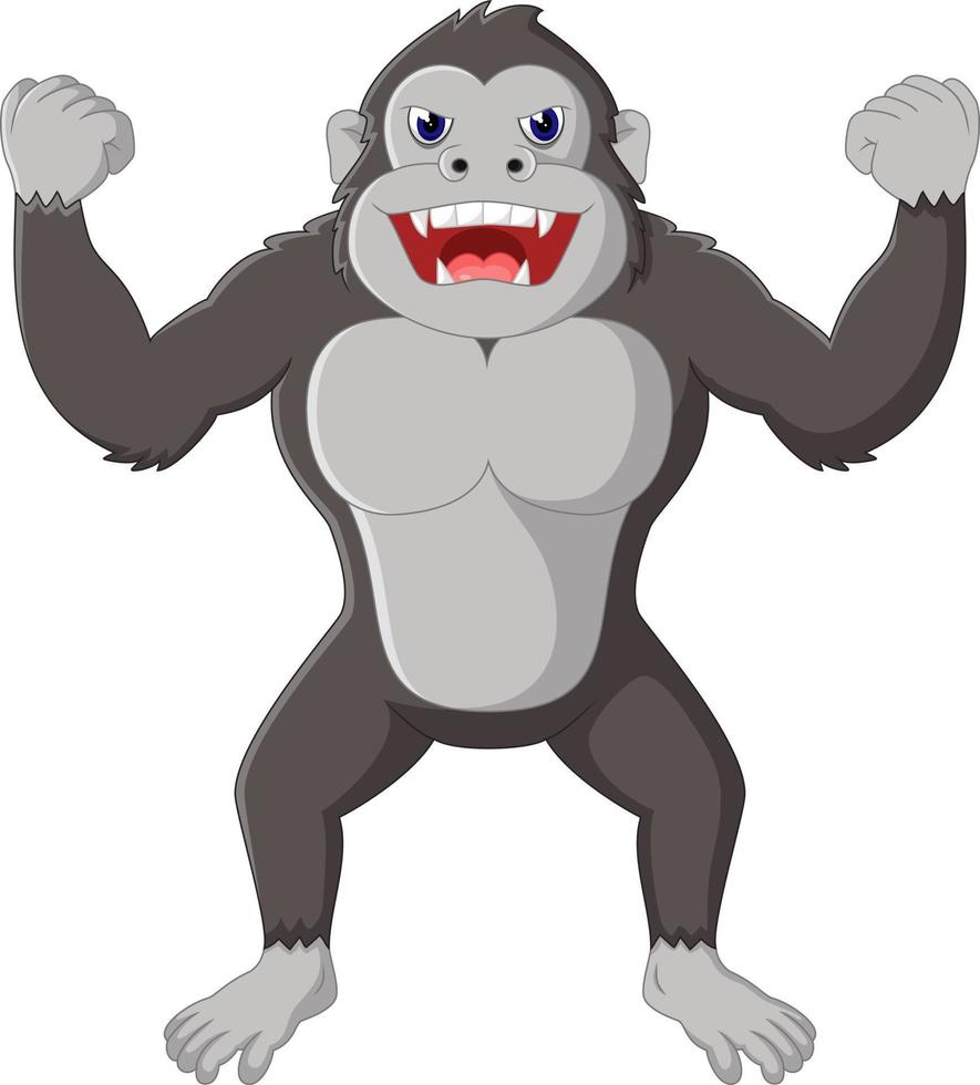 cartone animato gorilla arrabbiato vettore