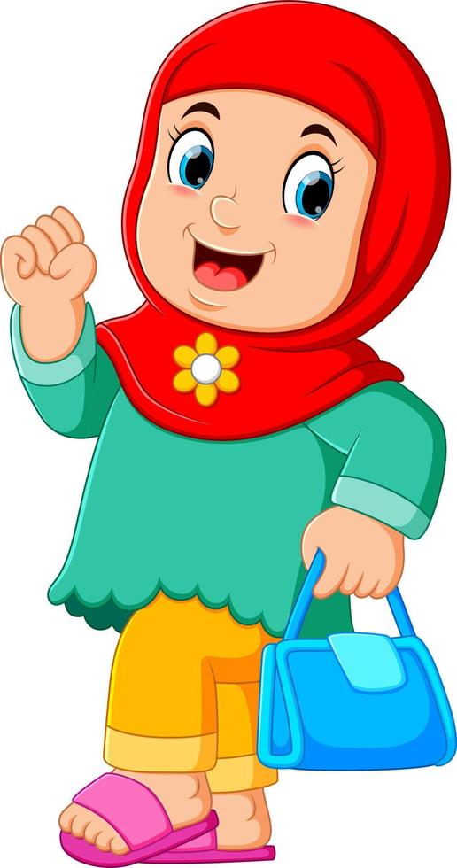personaggio delle donne arabe del fumetto con il trasporto dell'hijab vettore
