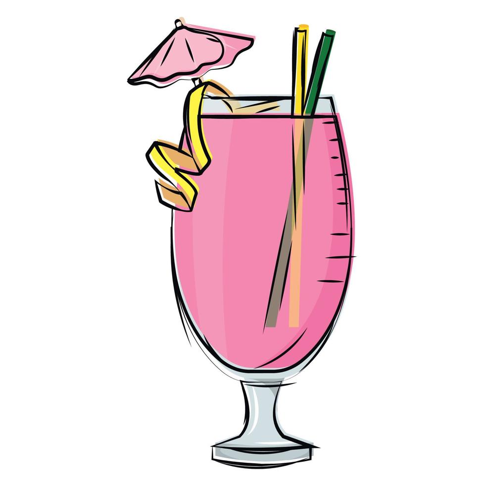 illustrazione vettoriale di bevanda cocktail rosa zenzero isolato