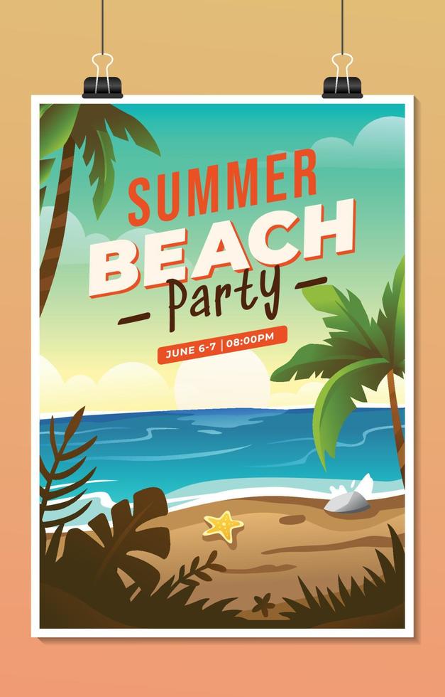 modello di poster per la festa in spiaggia estiva vettore